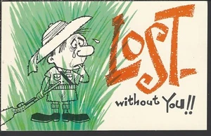 LOST WITHOUT YOU!! ~ Vintage Chrome Post Card Humor - Picture 1 of 2