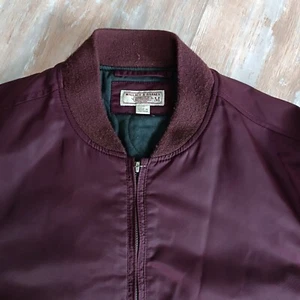 J. CREW Wallace & Barnes Mens Bomber Jacket Size M Burgundy Full Zip - Picture 1 of 13