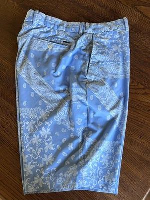 Pantalones Cortos RLX Ralph Lauren Para Hombre W34” Golf Performance Azul Paisley Bandana Preppy Foto 1 de 4