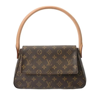 Bolsa de mão feminina Louis Vuitton mini looping M51147 monograma lona marrom - Imagem 1 de 4