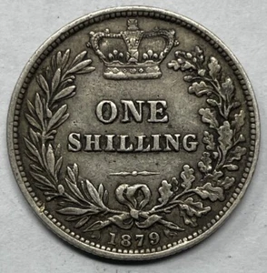 1879, Great Britain Silver 1 Shilling. VF Condition. C-1043 - Picture 1 of 2
