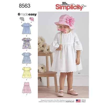Simplicity Pattern 8563 Toddler Dresses and Hat - Image 1 of 4