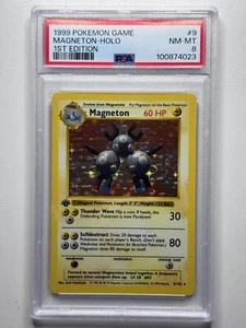 Magneton 1st edition PSA 8 NM #9 Base Set Pokemon TCG English 1999 - Picture 1 of 2