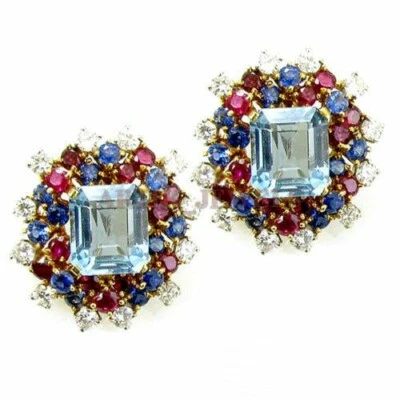 Pedra preciosa de topázio azul natural com abotoadura de prata esterlina 925 #2000 - Imagem 1 de 3