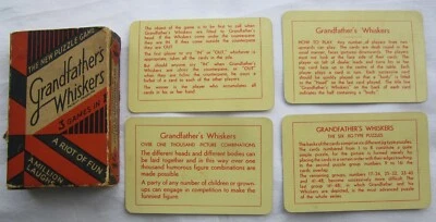 GRANDFATHERS WHISKERS 3 CARD GAMES IN 1 BY WADDINGTONS c1930's VINTAGE  - Image 1 of 4