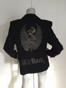 Ed Hardy Embroidered Jacket Black Blazer Size S - Picture 1 of 9