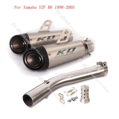 Para Yamaha YZF R6 R6s 1998-2005 Sistema de escape deslizable Tubo de escape de enlace medio Foto 1 de 4