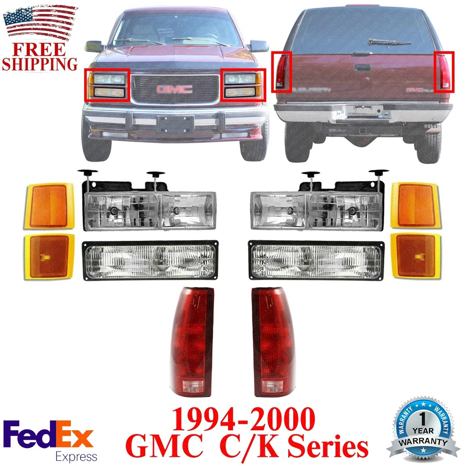 前灯套件 + 尾灯适用于 1994 - 2000 年 GMC C/K 系列 — 第 1/4 张图片