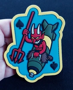 3D PVC Hook Backing Morale Military Patch COLOR DEVIL BOMBER - Picture 1 of 6