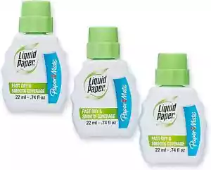 Paper Mate Liquid Paper, Fast Dry Correction, Fluid - Pack of 3 - Picture 1 of 6