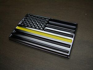 (1) THIN YELLOW LINE AMERICAN FLAG 3D EMBLEM STICKER BADGE DECAL DISPATCHERS