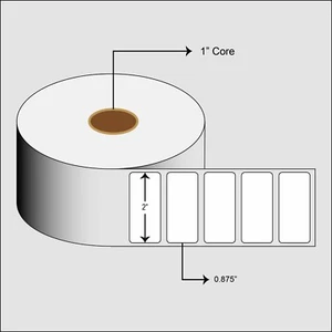 Direct Thermal 2"x0.875" Labels for Zebra ZD/GX/GK & 1" core printers - 12 ROLLS - Picture 1 of 2