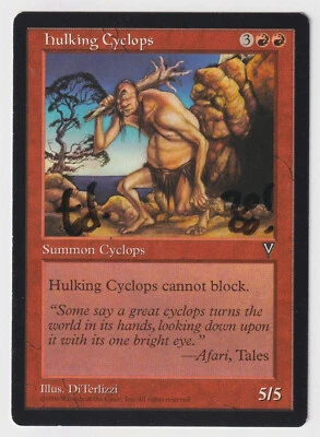 Signed Hulking Cyclops MP Visions Artist DiTerlizzi Dated 2000 WOTC MTG Magic! - Image 1 of 2
