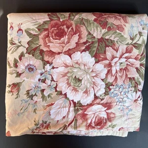 VTG Ralph Lauren River Floral Sand KING flat sheet Cotton USA Cottagecore - Picture 1 of 4