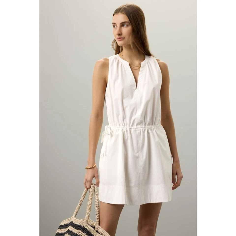 Vestido Spléndido Chase Algodón Popelina Blanco Mini Cordón Cintura Sin Mangas Talla L Foto 1 de 4