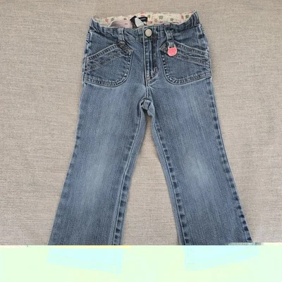 Baby Gap 学步儿童女孩弹力牛仔裤 4T 码,腰围可调,猫吊饰 — 第 1/4 张图片