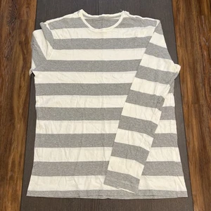Banana Republic Men’s Long Sleeve Soft Wash Tee T Shirt Gray White Striped XL - Picture 1 of 6