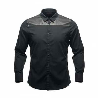 Camisa de vestir INC International Concepts para hombre de cuero sintético negra XXL calce ajustado Foto 1 de 4