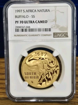 1997 1oz AU South Africa Natura Buffalo SS Mint Sabi Sabi Only 220 Minted RARE - Image 1 of 4