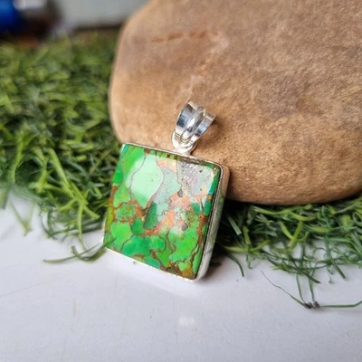 Colgante de piedras preciosas turquesa verde plata de ley 925 regalo para su colgante PG6948 Foto 1 de 4