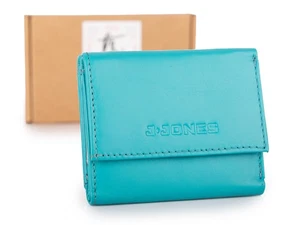 J Jones Damen Geldbörse klein Türkis Echt Leder Portemonnaie Börse Geldbeutel - Bild 1 von 5