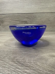 Kosta Boda Swedish Art Glass Cobalt Blue Swirl Atoll Votive Bowl Candle Holder! - Picture 1 of 8