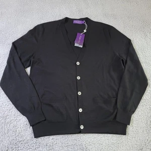 Ralph Lauren Purple Label Cashmere V Neck Cardigan Mens L Black $1295 Retail - Picture 1 of 5
