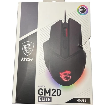 MSI Clutch GM20 ELITE S12-0400D00-C54 Black 6 Buttons 1 x Wheel USB 2.0 Wired Op - Image 1 of 3