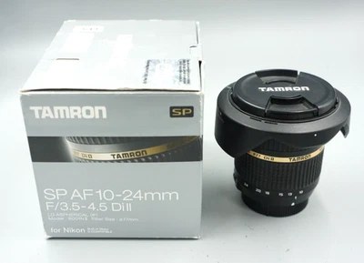 Tamron B001 AF 10-24mm f/3.5-4.5 SP Di II Lens Nikon AF-S Caps Hood Box #649 - Image 1 of 4