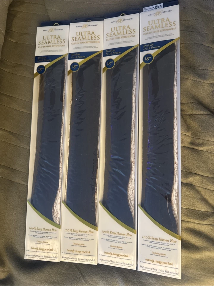 Extensiones de cabello humano con clip ultra sin costuras Bt 96 marrón oscuro medio 18 pulgadas 5 piezas Foto 1 de 4