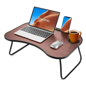 Laptop Tray Lap Desk Stand Foldable Bed Table Notebook Tray Cup Slot Adjustable - Picture 1 of 4