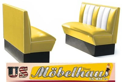 2HW120Y Banc Diner Américain Bancs Diner Meubles Années 50 Style USA Gastronomie - Photo 1/4