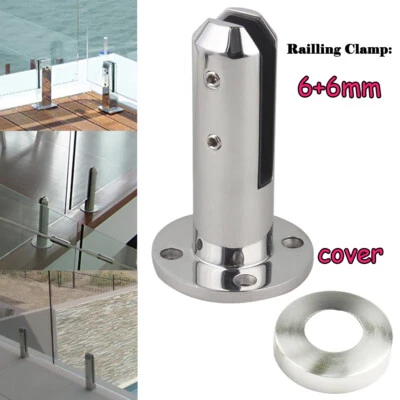 Glasklemme Glashalter Edelstahl Rund Eckig Lamp Glasgeländer Für balkon Pfosten - Image 1 of 4