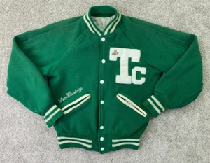 Speedline Varsity Letterman Jacke Gr. 36 grün Wolle TC Wrestling Pin Vintage 60er - Bild 1 von 12
