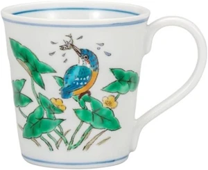Kutani yaki ware Japanese Mug Coffee Tea Cup Kawasemi Kingfisher Bird Japan F/S - Picture 1 of 2