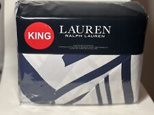 NWT Ralph Lauren KING 3pc Duvet Cover Set Shelbourne Geo Navy 100% Cotton $350
