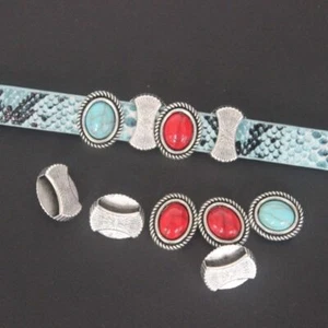 10pcs Antique Spacer Slider Beads 10x2mm Flat Leather Stone Bead Jewelry Making - Picture 1 of 15