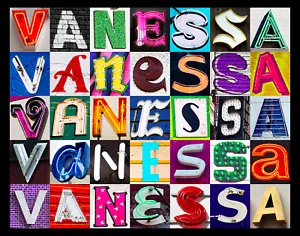 VANESSA Name Poster featuring photos of actual sign letters - Picture 1 of 1