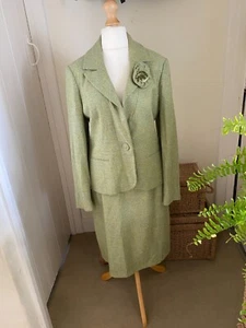 Vintage Kaliko light green wool/silk Jacket 14, straight skirt 14, long skirt 12 - Picture 1 of 20