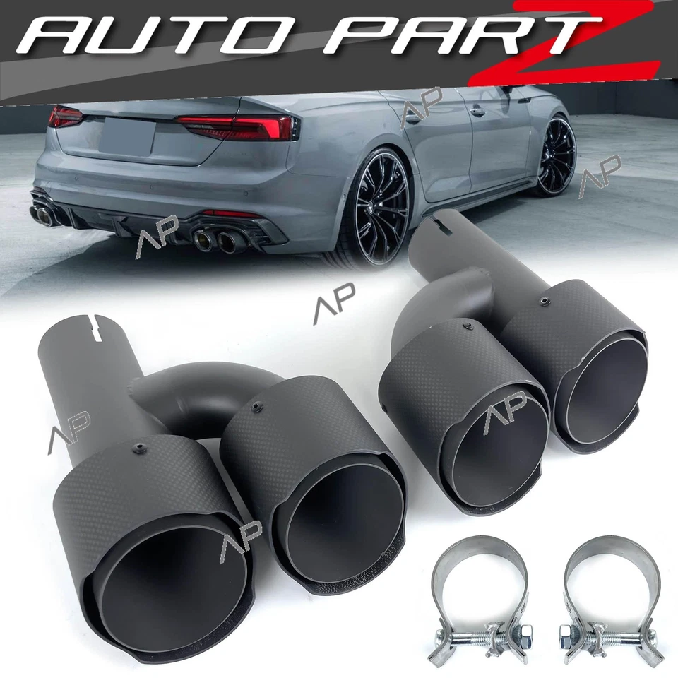 Tubo de escape de carbono mate embellecedores de escape dúplex para AUDI A4 A5 B8 8T A6 C7 4G Q5 8U - Imagen 1 de 4