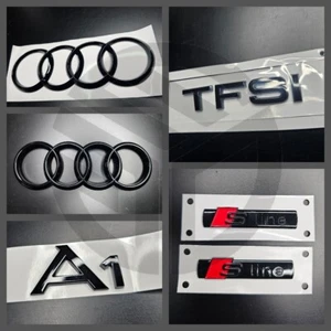 Audi A1 2010-2018 Insignias Negro Brillante Parrilla/Bota/Guardabarros JUEGO COMPLETO 2 X S-Line/TFSI - Imagen 1 de 1