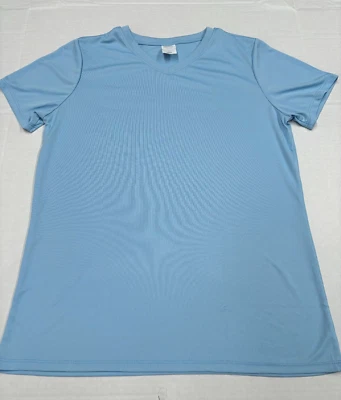 24A26 Hanes 480W Women's Cool DRI Performance Sportshirt LG Light Blue - Image 1 of 2