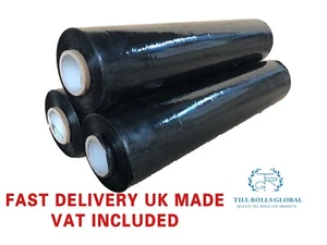 6 pallet wrap shrink wrap cling film 400mm x 250m x 17 mu BLACK LONG LENGTH - Picture 1 of 3