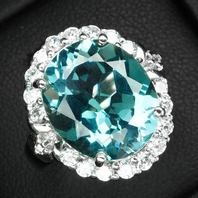 Lujosos anillos de oro blanco de plata de ley 925 de 5,70 quilates aguamarina azul ártico Foto 1 de 4