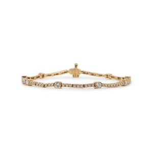 18K Yellow Gold 2.21ct Diamond Station Tennis Bracelet - Picture 1 of 6