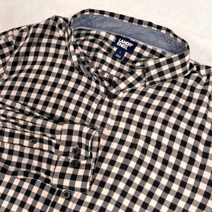 Camisa de franela de guinga Lands' End manga larga con botones negra blanca L - Imagen 1 de 6