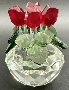 H&D Hyaline & Dora Rosa Roja Estatuilla Pisapapeles Ramo Cristal Vidrio Flores - Imagen 1 de 10