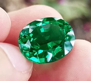Certified Natural 9.00 Ct Flawless Green Emerald Oval Cut Loose Gemstone - Picture 1 of 5