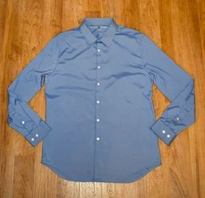 Ministry of Supply Men's Large Solid Blue Long Sleeve Button Up Shirt - Picture 1 of 4