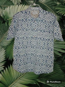 Honolua Hawaiian Shirt 1/2 Placket Men's Medium Reversed Blue Button Up Aloha - Picture 1 of 9